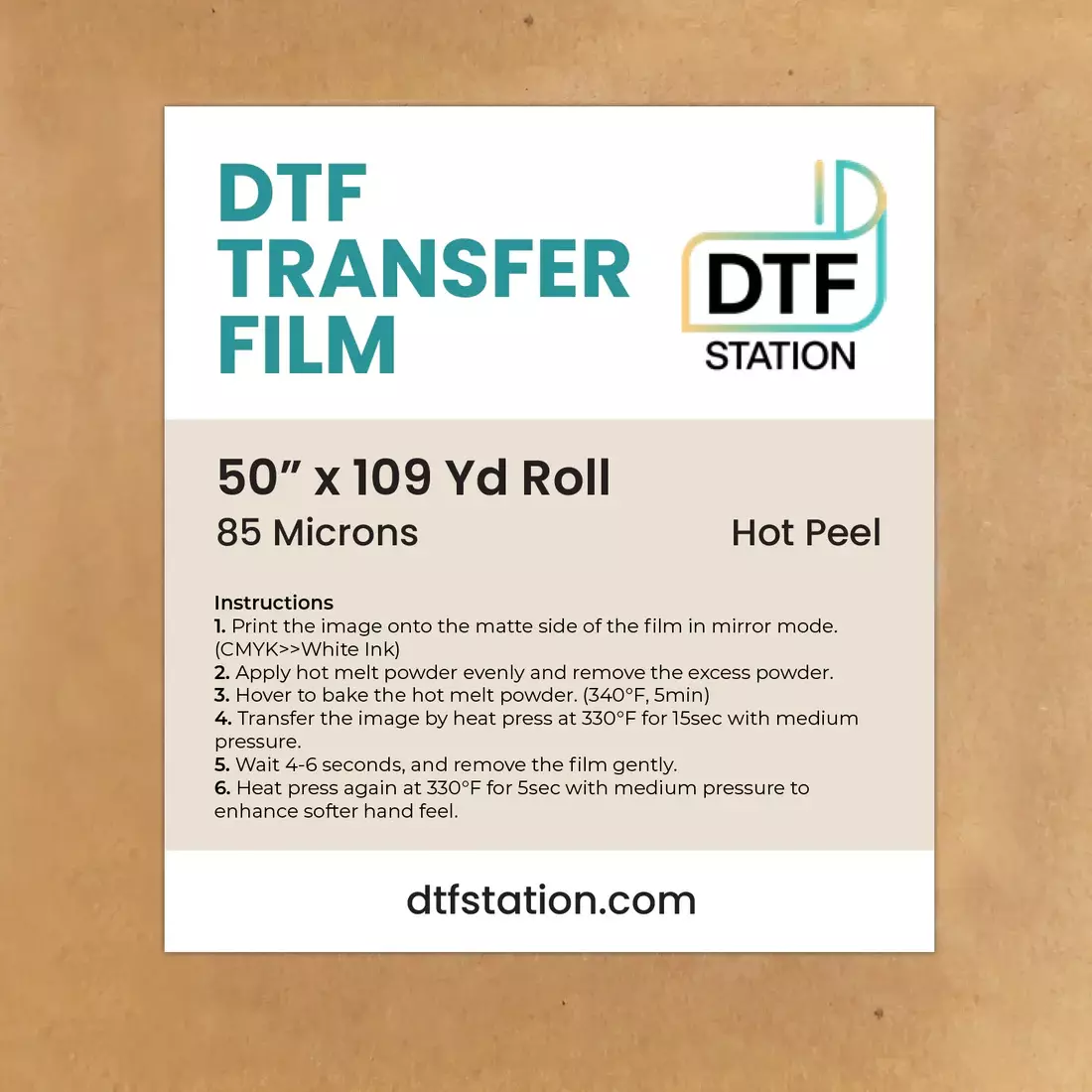 Рулонная DTF-плёнка DTF Station Warm Peel — 127 см × 100 м